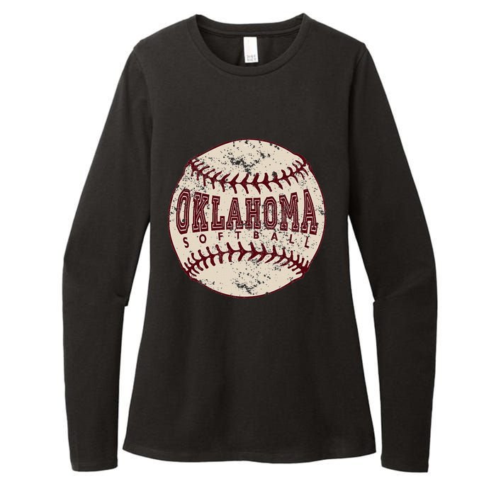 Vintage Oklahoma Softball Ball Womens CVC Long Sleeve Shirt