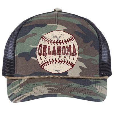 Vintage Oklahoma Softball Ball Retro Rope Trucker Hat Cap