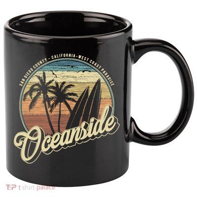 Vintage Oceanside San Diego County California Surf Style 11oz C Handle Ceramic Mug