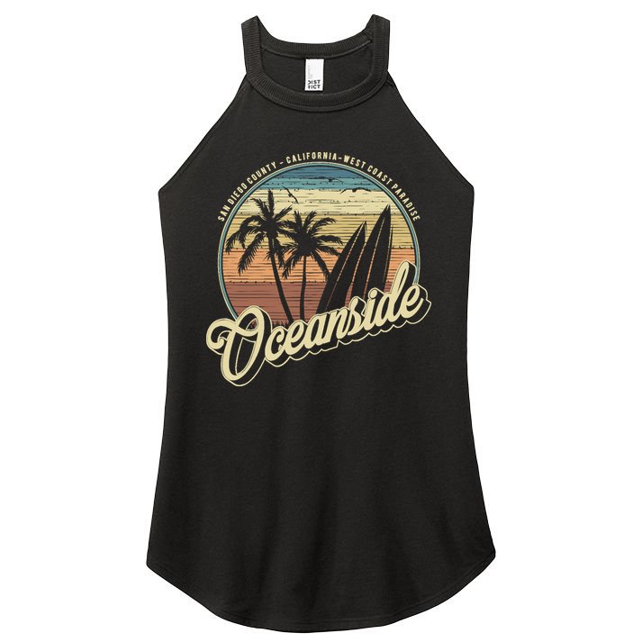 Vintage Oceanside San Diego County California Surf Style Women's Perfect Tri Rocker Tank