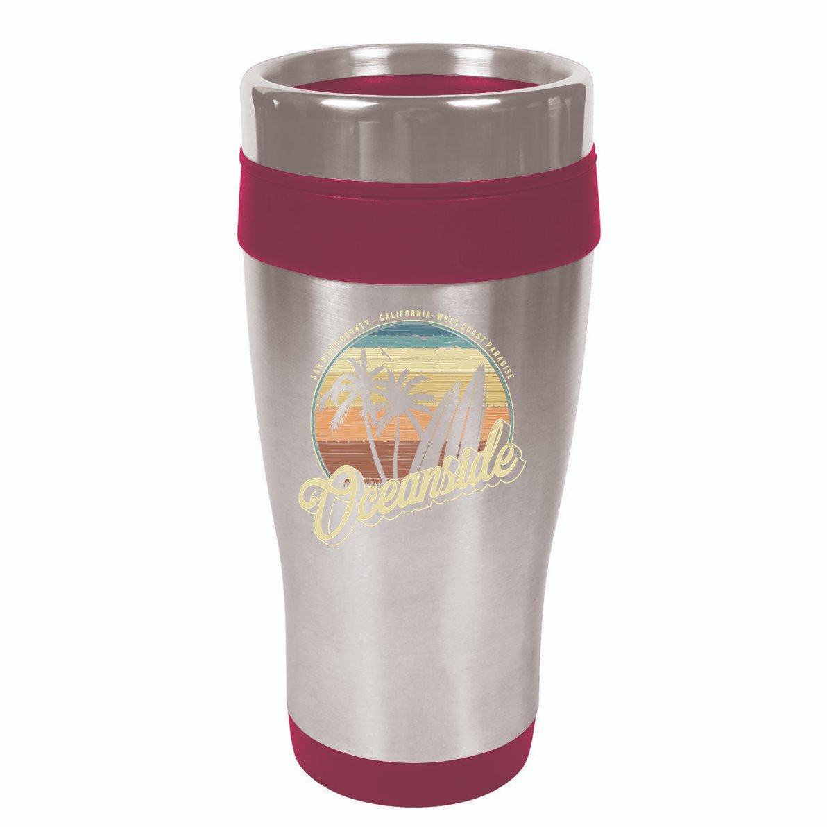 Vintage Oceanside San Diego County California Surf Style 16oz Travel Tumbler