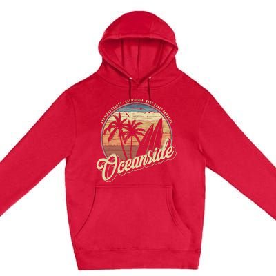 Vintage Oceanside San Diego County California Surf Style Premium Pullover Hoodie