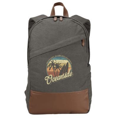 Vintage Oceanside San Diego County California Surf Style Cotton Canvas Backpack