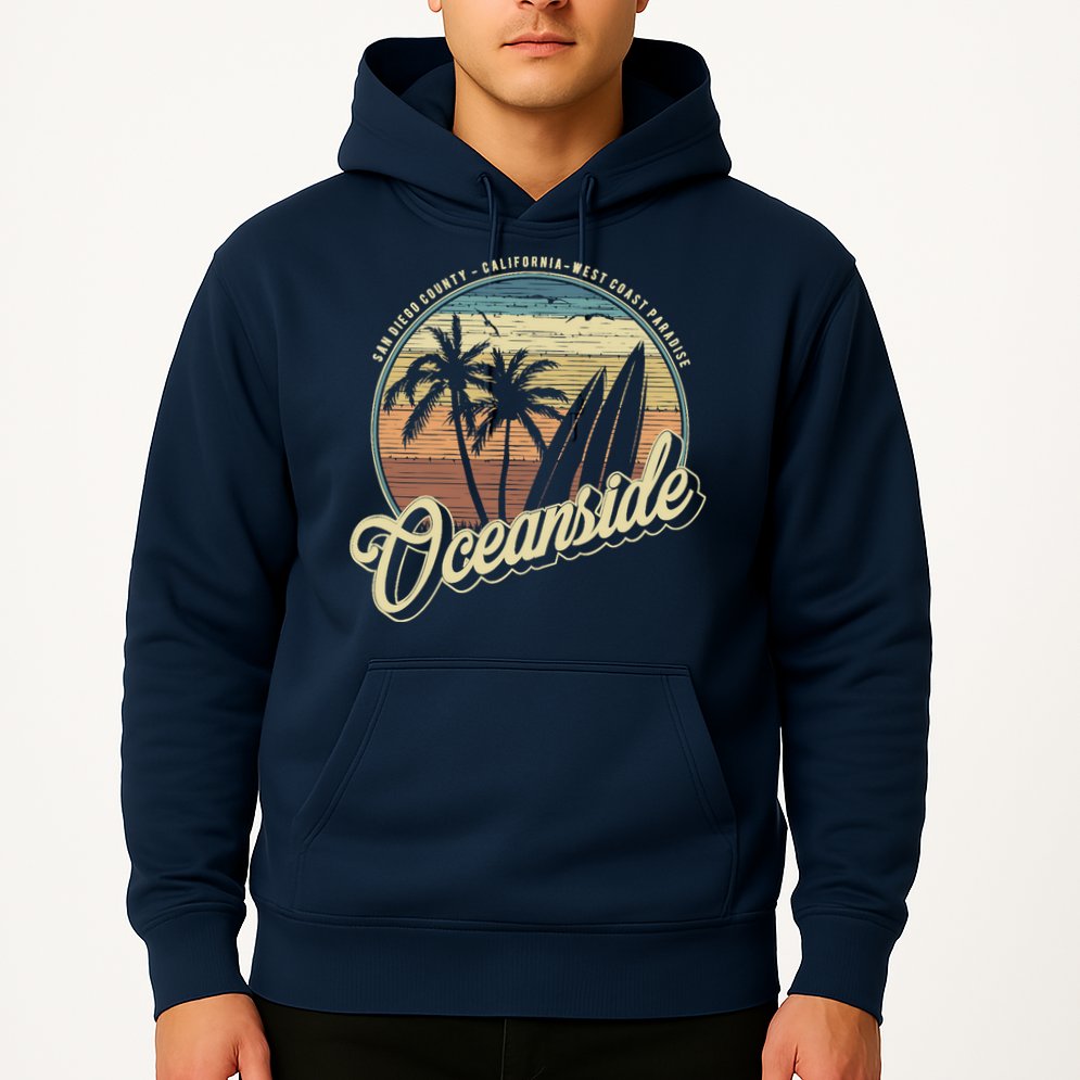 Vintage Oceanside San Diego County California Surf Style Hoodie