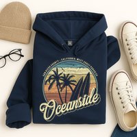 Vintage Oceanside San Diego County California Surf Style Hoodie