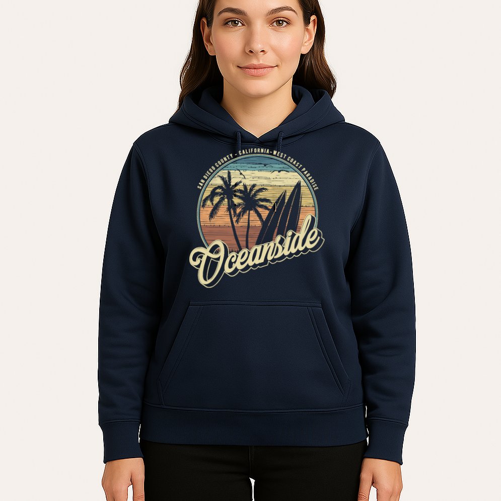 Vintage Oceanside San Diego County California Surf Style Hoodie