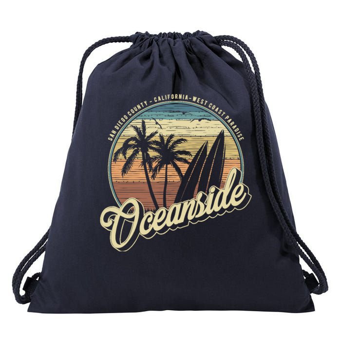 Vintage Oceanside San Diego County California Surf Style Drawstring Bag