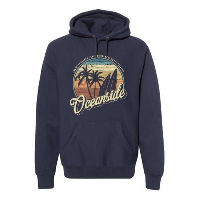 Vintage Oceanside San Diego County California Surf Style Premium Hoodie