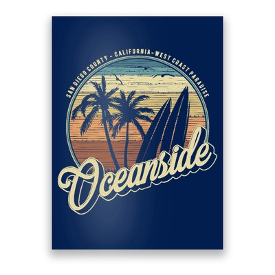 Vintage Oceanside San Diego County California Surf Style Poster