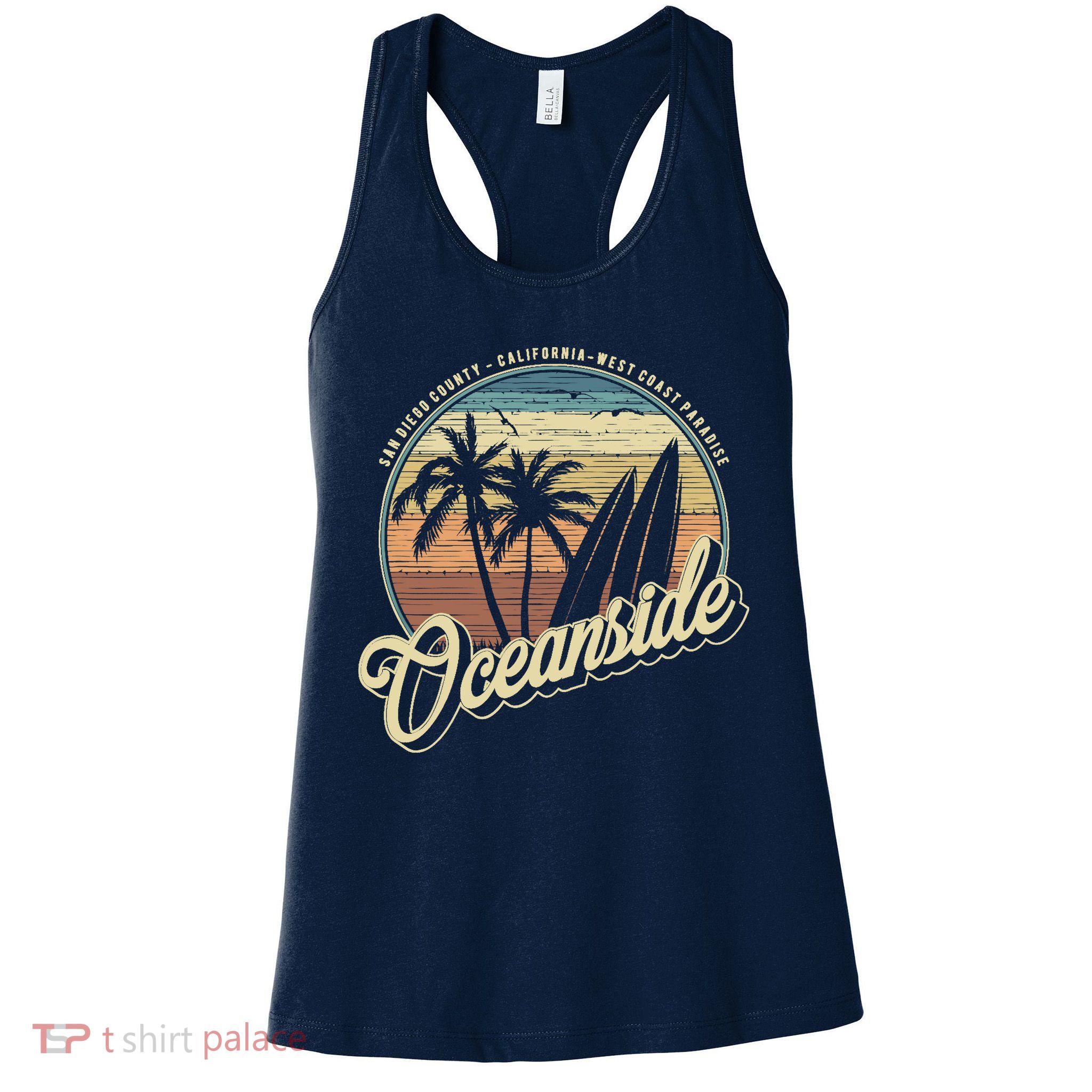 Vintage Oceanside San Diego County California Surf Style Womens Tank Top