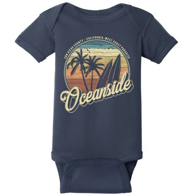 Vintage Oceanside San Diego County California Surf Style Baby Bodysuit