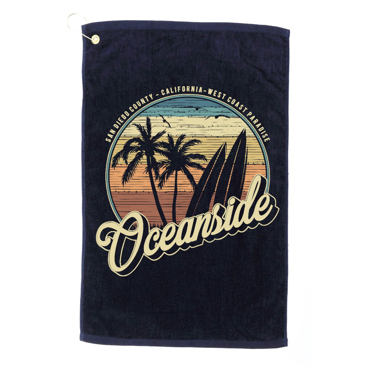 Vintage Oceanside San Diego County California Surf Style Golf Towel