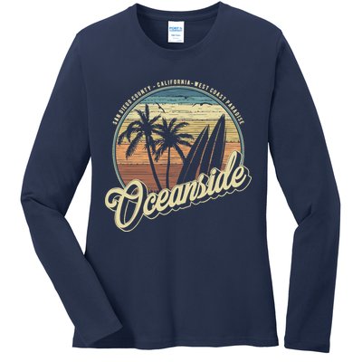 Vintage Oceanside San Diego County California Surf Style Ladies Long Sleeve Shirt