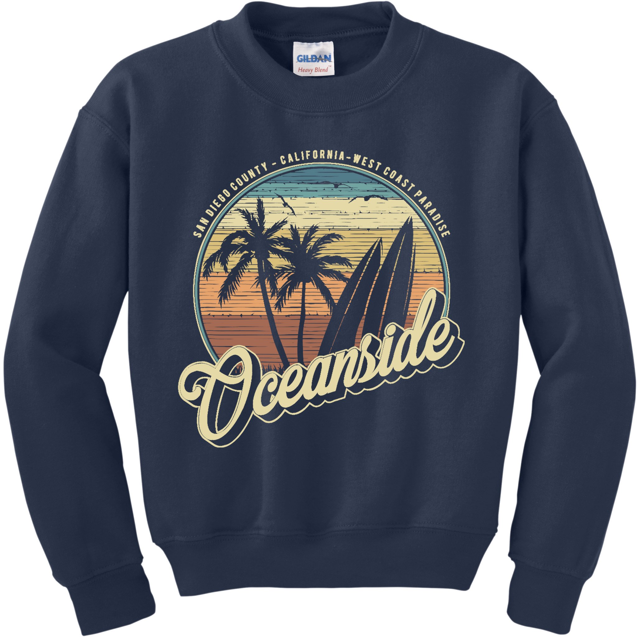 Vintage Oceanside San Diego County California Surf Style Kids Sweatshirt