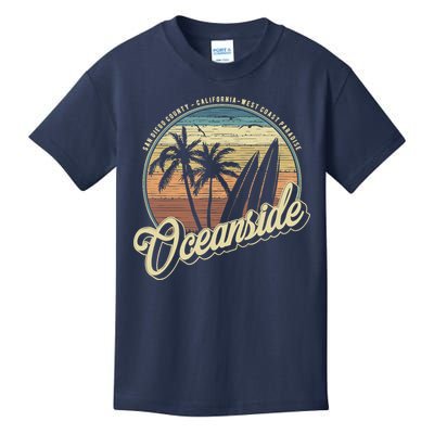 Vintage Oceanside San Diego County California Surf Style Kids T-Shirt