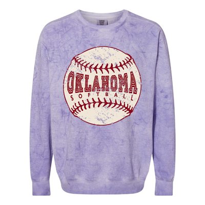 Vintage Oklahoma Softball Ball Colorblast Crewneck Sweatshirt