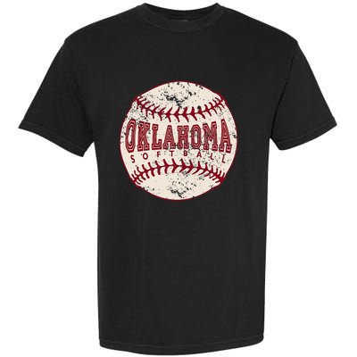 Vintage Oklahoma Softball Ball Garment-Dyed Heavyweight T-Shirt