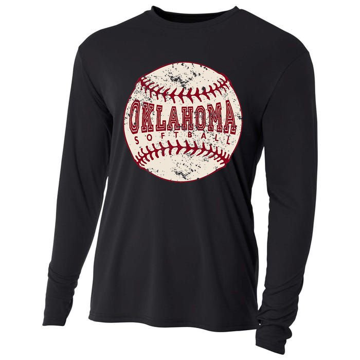 Vintage Oklahoma Softball Ball Cooling Performance Long Sleeve Crew