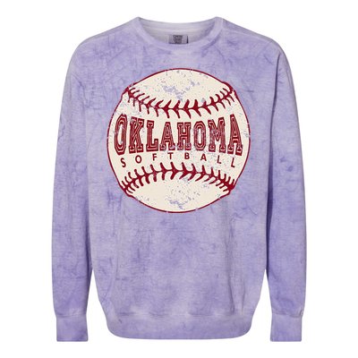 Vintage Oklahoma Softball Ball Colorblast Crewneck Sweatshirt