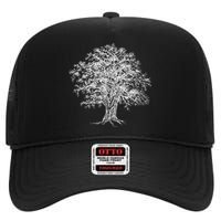 Vintage Oak Tree Design Tree Huggers Arborists Nature Lovers High Crown Mesh Back Trucker Hat