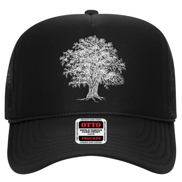 Vintage Oak Tree Design Tree Huggers Arborists Nature Lovers High Crown Mesh Back Trucker Hat