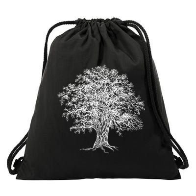 Vintage Oak Tree Design Tree Huggers Arborists Nature Lovers Drawstring Bag