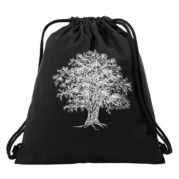 Vintage Oak Tree Design Tree Huggers Arborists Nature Lovers Drawstring Bag