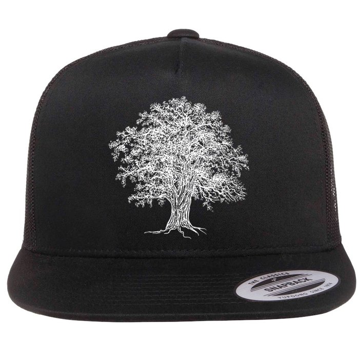 Vintage Oak Tree Design Tree Huggers Arborists Nature Lovers Flat Bill Trucker Hat