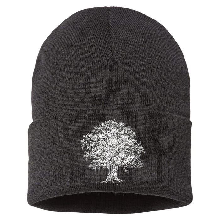 Vintage Oak Tree Design Tree Huggers Arborists Nature Lovers Sustainable Knit Beanie