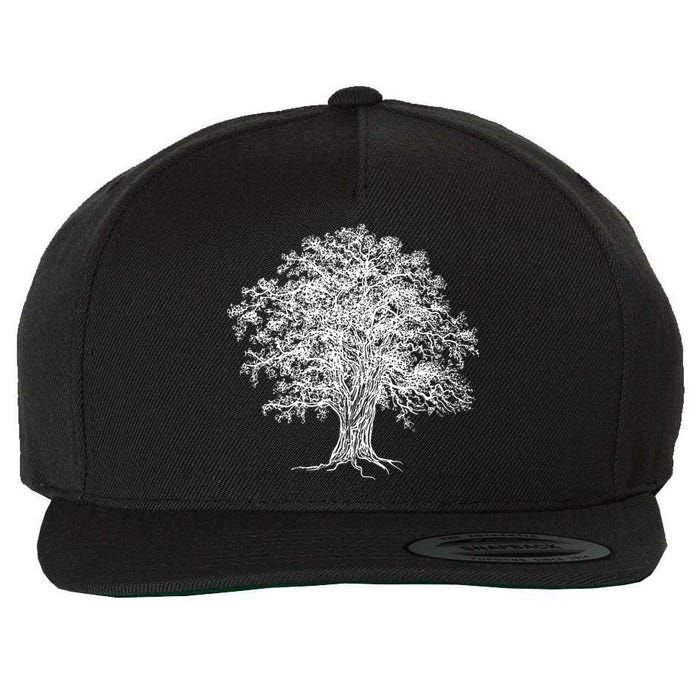 Vintage Oak Tree Design Tree Huggers Arborists Nature Lovers Wool Snapback Cap