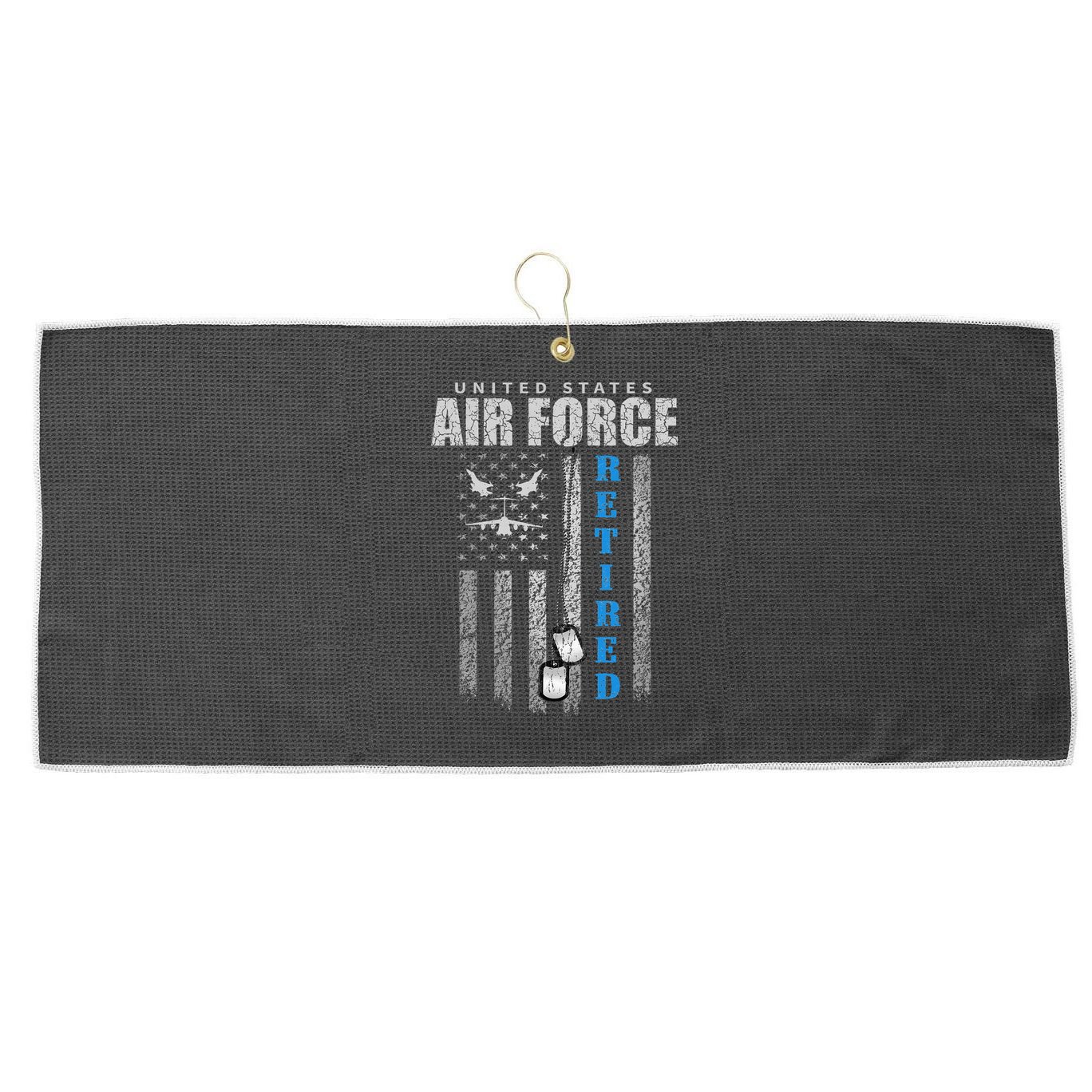 Veteran Of The United States Air Force Retired  Large Microfiber Waffle Golf Towel