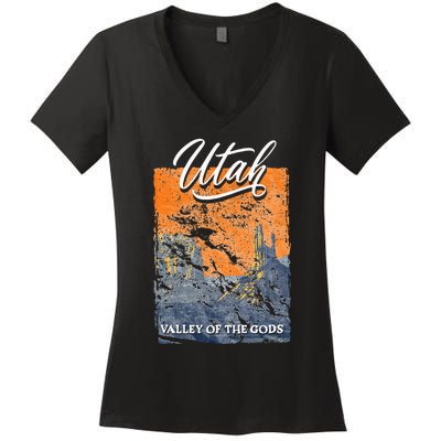 Valley Of The Gods Utah Beehive State National Parks Women's V-Neck T-Shirt