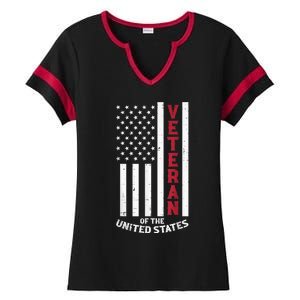 Veteran Of The United States US Flag Memorial Day Patriotic Ladies Halftime Notch Neck Tee