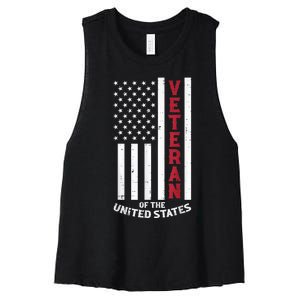 Veteran Of The United States US Flag Memorial Day Patriotic Women's Racerback Cropped Tank