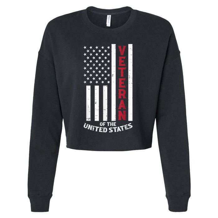 Veteran Of The United States US Flag Memorial Day Patriotic Cropped Pullover Crew