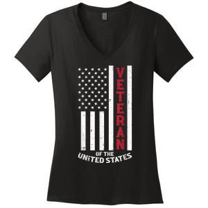 Veteran Of The United States US Flag Memorial Day Patriotic Women's V-Neck T-Shirt