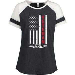 Veteran Of The United States US Flag Memorial Day Patriotic Enza Ladies Jersey Colorblock Tee