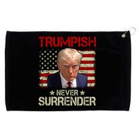 Vintage Old Trump Mug Shot Never Surrender Trumpish USA Flag Grommeted Golf Towel