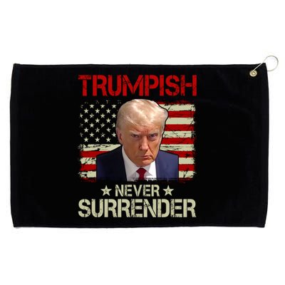 Vintage Old Trump Mug Shot Never Surrender Trumpish USA Flag Grommeted Golf Towel