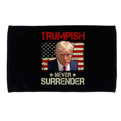 Vintage Old Trump Mug Shot Never Surrender Trumpish USA Flag Microfiber Hand Towel