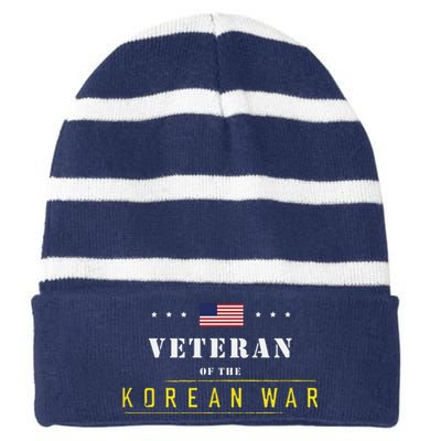 Veteran Of The Korean War Striped Beanie with Solid Band