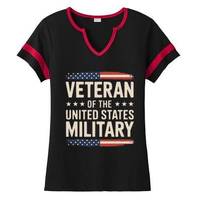 Veteran Of The Military Proud Veteran Design Gift Ladies Halftime Notch Neck Tee