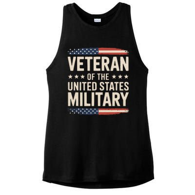 Veteran Of The Military Proud Veteran Design Gift Ladies PosiCharge Tri-Blend Wicking Tank