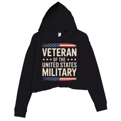 Veteran Of The Military Proud Veteran Design Gift Crop Fleece Hoodie