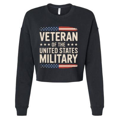 Veteran Of The Military Proud Veteran Design Gift Cropped Pullover Crew