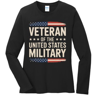 Veteran Of The Military Proud Veteran Design Gift Ladies Long Sleeve Shirt