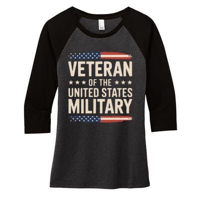 Veteran Of The Military Proud Veteran Design Gift Women's Tri-Blend 3/4-Sleeve Raglan Shirt