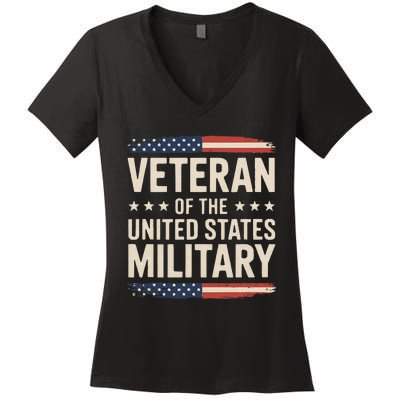 Veteran Of The Military Proud Veteran Design Gift Women's V-Neck T-Shirt