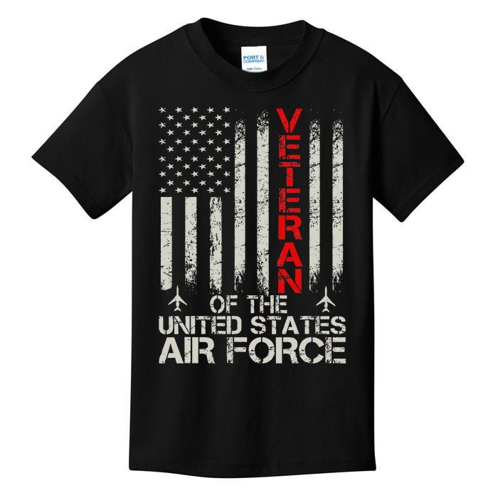 Veteran of the United States Air Force USAF Retro US Flag Kids T-Shirt