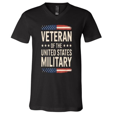 Veteran Of The Military Proud Veteran Design V-Neck T-Shirt